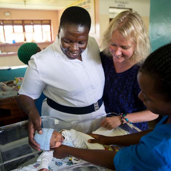 Audette Exel with Sister Christine at the Kiwoko Hospital in Uganda