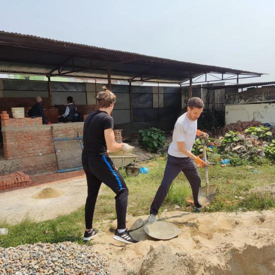 Alexander Nowak helping rebuild a rural school in Nepal