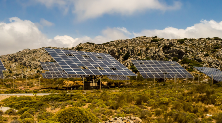 Solar panels in Kenyan savannah